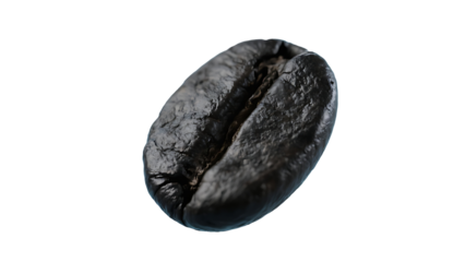 Transparent PNG Coffee Bean, Close-up of a Single Dark Roasted Coffee Bean Isolated on a Transparent Background, Rich Texture and Deep Brown Tones for Design Elements