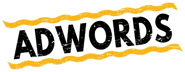 ADWORDS text on yellow-black lines stamp sign.