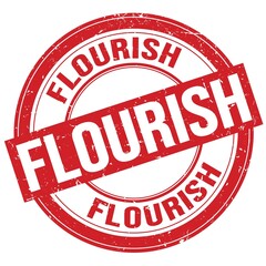 FLOURISH text written on red round stamp sign
