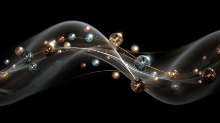 abstract jewelry-inspired surface with metallic thread and glowing gems