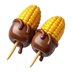 Obraz premium 3d chocolate-dipped corn on the cob isolated on a transparent background