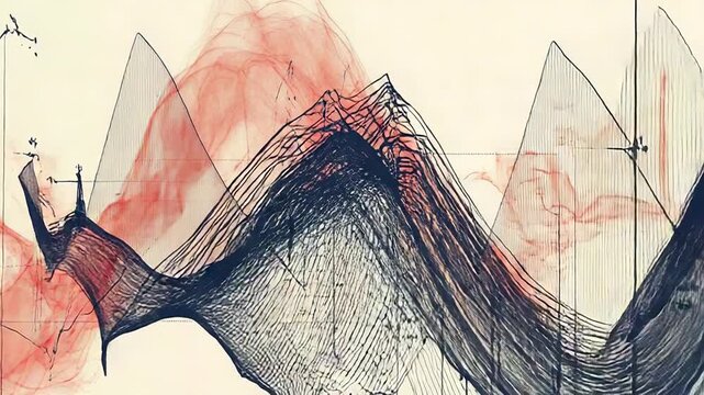 Abstract data analysis showing fluctuating trends and statistical information