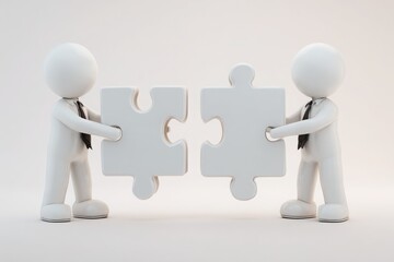 3D Business Figures Failing to Connect Mismatched Puzzle Pieces – Symbol of Poor Teamwork and Miscommunication