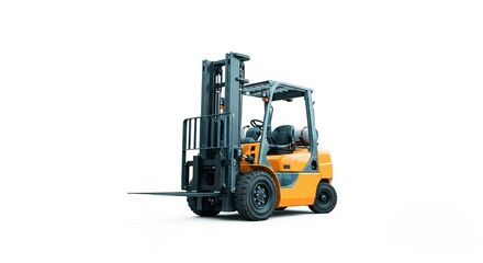 Fototapeta premium Industrial orange forklift on white background