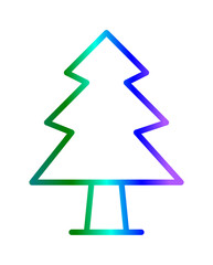 Minimalist Christmas tree outline with gradient neon colors, festive holiday symbol on white background, modern abstract seasonal design. PNG