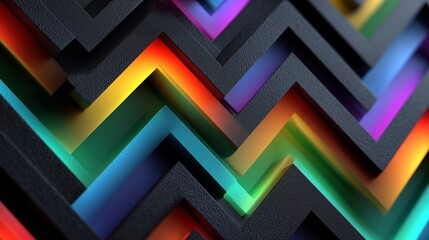 bold neon zigzag pattern on black background with 3d depth effect