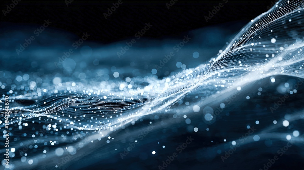Aufkleber abstract particle wave background with glowing light effects for science, technology, or innovation 