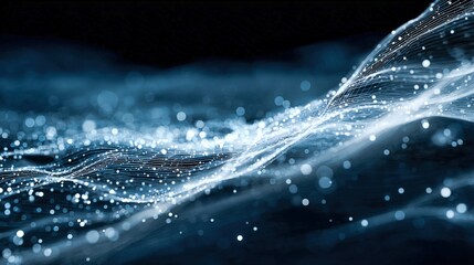 Abstract Particle Wave Background with Glowing Light Effects for Science, Technology, or Innovation Concepts