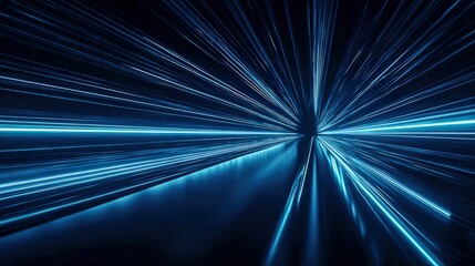 Abstract Blue Light Streaks Background: Futuristic Speed, Technology and Motion Concept