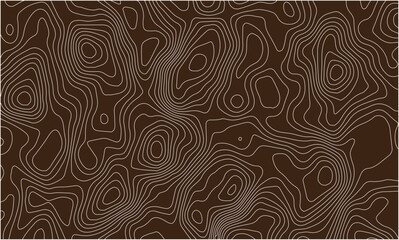 Fototapeta premium Minimal Abstract Terrain Contour Lines on Brown Background – Modern Topography Art Pattern for Creative Projects 