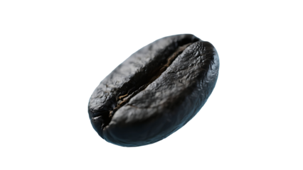 Transparent PNG of a Single Roasted Coffee Bean, Close-up Detailed Image of Dark Brown Coffee Bean Isolated on a Transparent Background, Ideal for Coffee Packaging Design and Beverage Branding