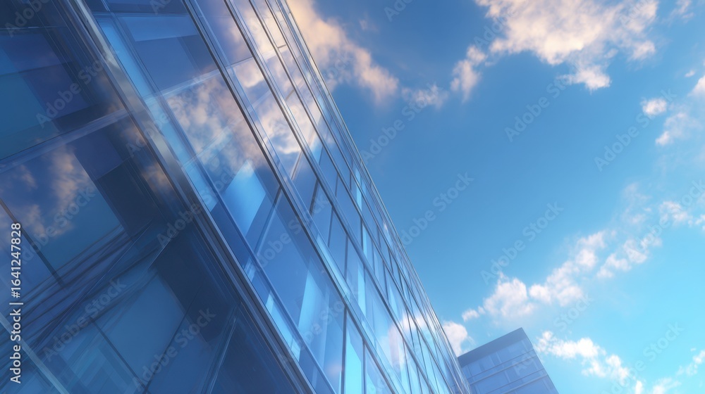 Poster abstract composition showcasing a blend of architectural elements and a vibrant sky, creating an int