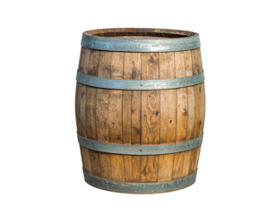 Wooden barrel isolated on a transparent background.