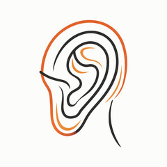Continuous Stroke Ear Structure Illustration