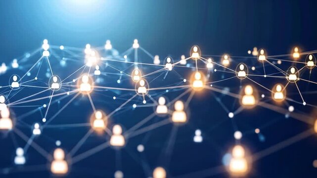 Connected Network: Digital People Connecting, Global Communication, Data Flow