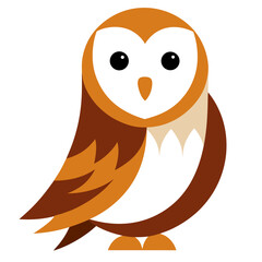 Cute cartoon barn owl illustration with big eyes