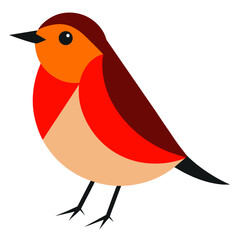 Stylized robin bird illustration with red orange and brown colors