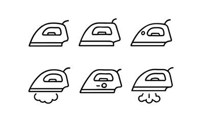 Fototapeta premium Simple line icon set of irons with steam features and buttons