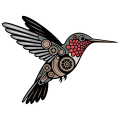 Obraz premium mechanical hummingbird with gear elements incorporated into its design