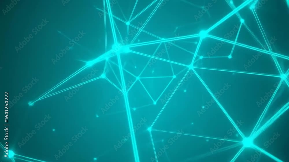 Poster futuristic abstract neon network connection with glowing lines and dots background, for technology