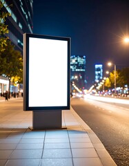 Blank billboard at night in city (1)