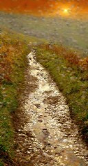 Mountain stream in autumn light