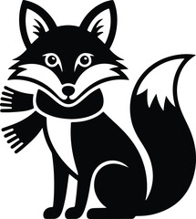 Obraz premium Charming fox wearing a scarf, winter icon
