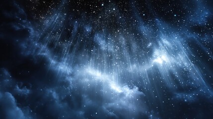 Obraz premium dreamlike crystal rain falling from a glowing nebula sky