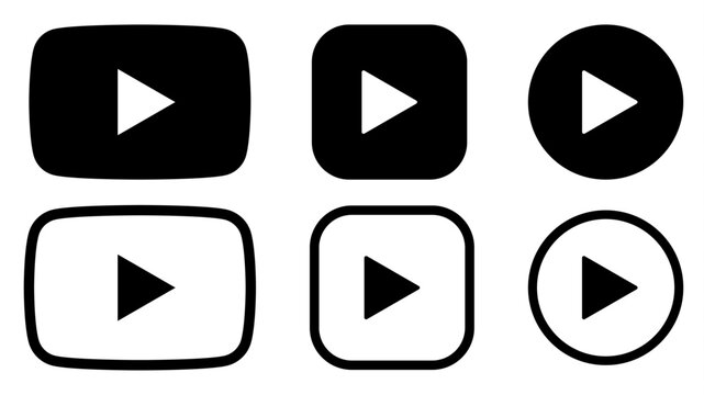 Set of play buttons icons