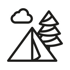 Camp Vector Outline Icon. EPS 10 File 