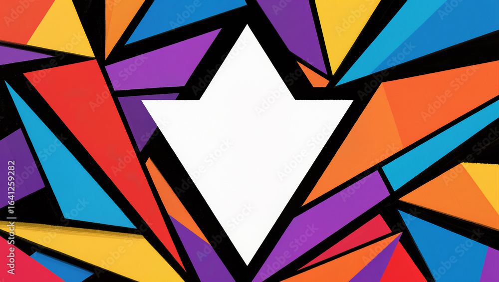 Poster dynamic geometric patterns showcasing vibrant colors and shapes