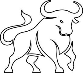 Bull outline monochrome logo vector, ox symbol, perfect for New Year designs, branding, and cultural illustrations.

