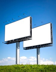 Obraz premium Blank billboards against a clear blue sky