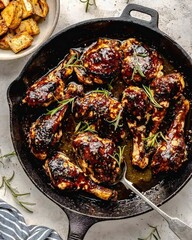 Deliciously Fig Glazed  Skillet Chicken Drumsticks 