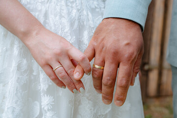 oined Hands Displaying Wedding Rings Commitment