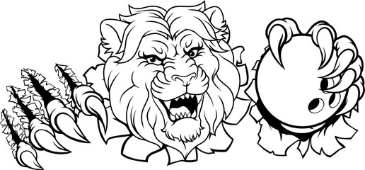 Lion Bowling Ball Animal Sports Team Mascot