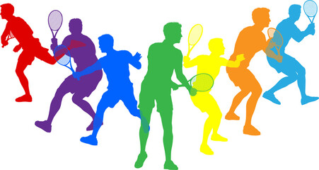 Silhouette Tennis Men Male Players Silhouettes