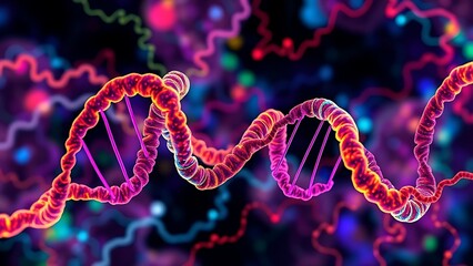 An abstract representation of metabolic pathways in vibrant colors, twisting like a double helix.