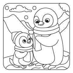 Cute Penguins in Winter Wonderland