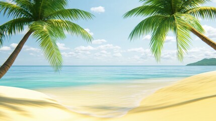 Calm tropical beach and clear turquoise sea