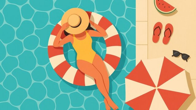 Summer relaxation by poolside. - Powered by Adobe