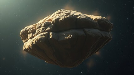 A massive floating landmass crumbling in space, ancient layers disintegrating into stardust.