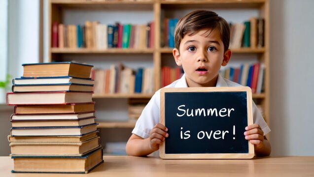 School child library chalkboard back to school message - Powered by Adobe