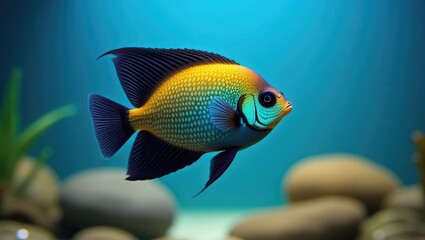 Vibrant tropical fish swimming in an aquarium.