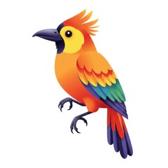 Obraz premium Vibrant Orange and Green Tropical Bird Illustration