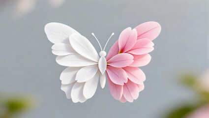 Delicate butterfly with petals of pink and white in a serene setting