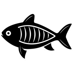 Black silhouette icon of a tetra fish x ray style