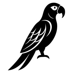 Obraz premium Black macaw silhouette icon for tropical bird and wildlife designs