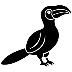 Obraz premium Black silhouette of a hornbill bird in a clean vector icon style