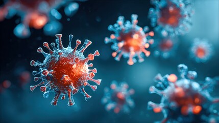 Fototapeta premium Microscopic View of Virus Cells: Scientific Visualization for Medical and Research Purposes